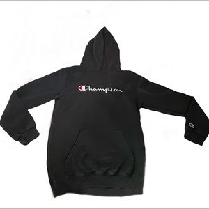 youth black champion hoodie